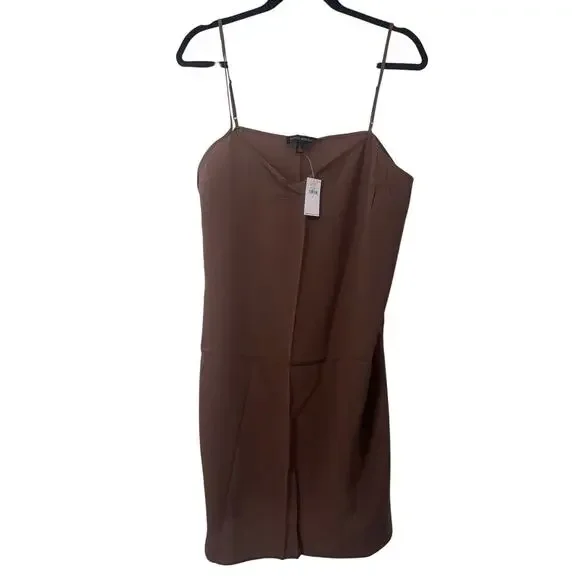 Lot Of 2: NWT Banana Republic Intimates 100% Silk Light / Dark Brown Slips L - Picture 2 of 9